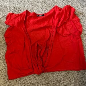 Red tie front top